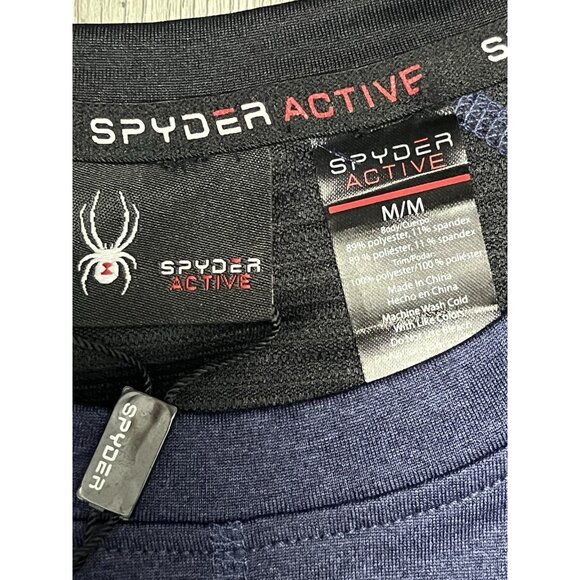Spyder Active Shirt Mens Medium Blue Long Sleeve Reflective Athletic ProWeb NWT - Picture 3 of 6
